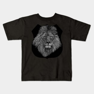 Beautiful fusion of text and lion face Kids T-Shirt